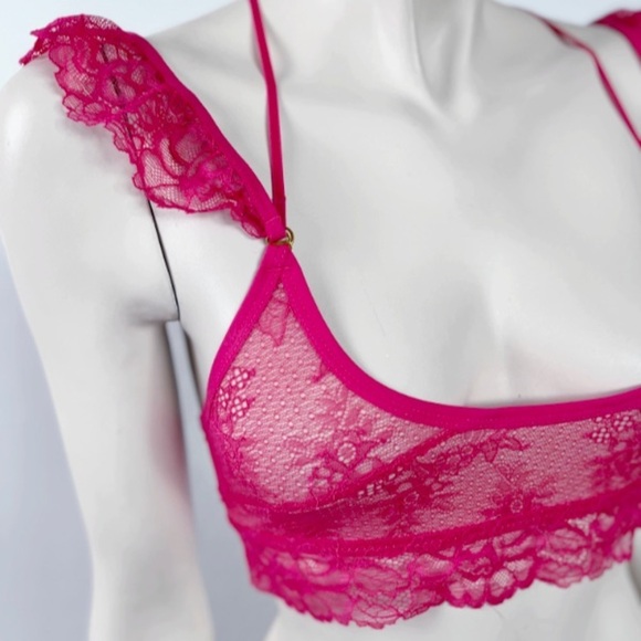 Honeydew Bright Pink Lace Bralette - Picture 4 of 7